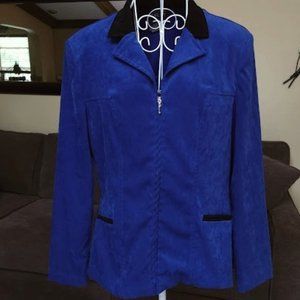 Scarlett Suede feel zip up jacket sz 12 blue / black